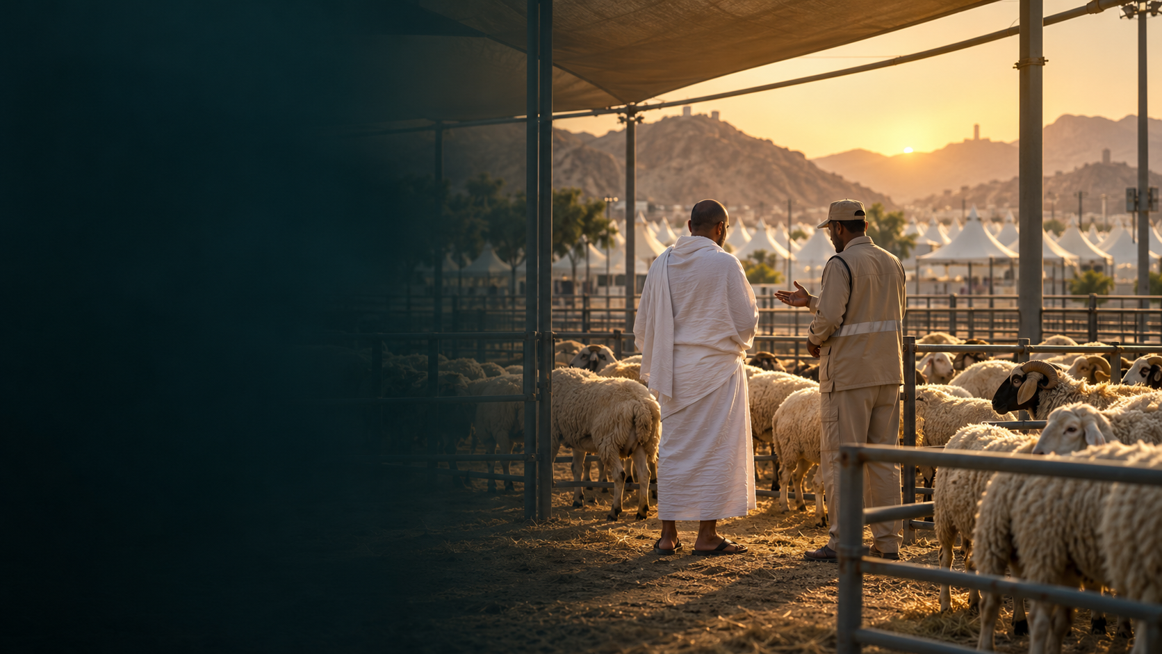 Illustrative scene of Hady arrangements with healthy sheep and an authorised service attendant