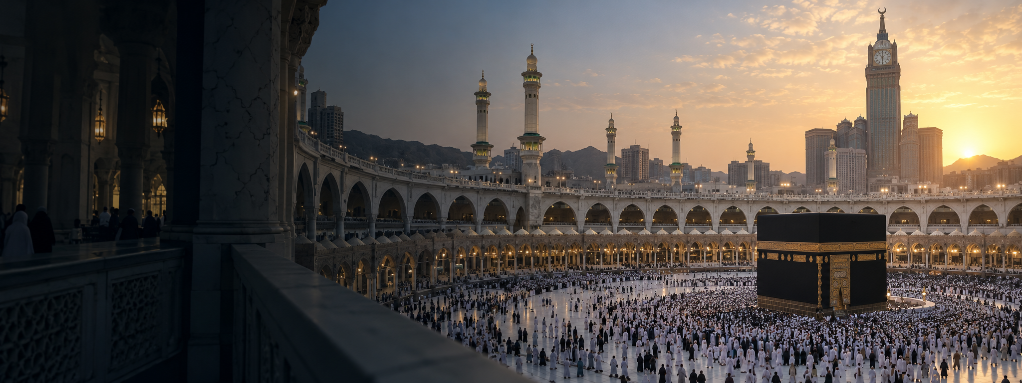 Illustrative view of the Kaaba at sunset